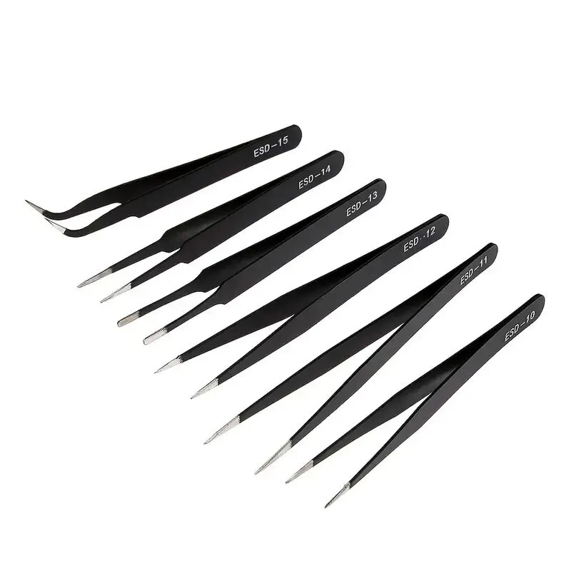 Electronics Stuff - NEW 6pcs Precision Long Tweezers Set